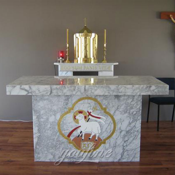 Church decor marble ambo with lamb decor for sale