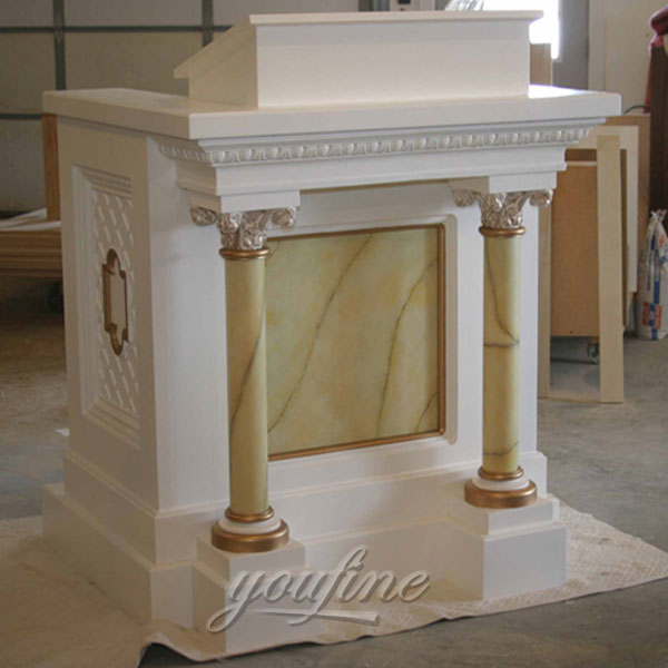 Church decor marble pulpit with columns decor for sale