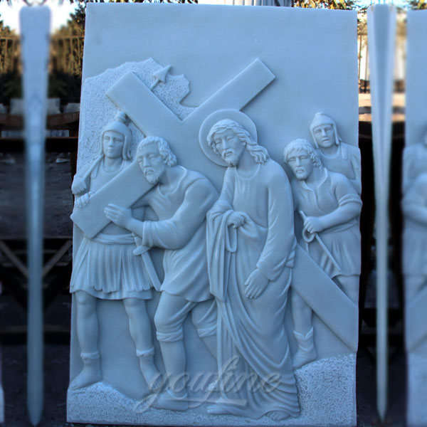 Church religious marble relief sculptures of the way of the cross