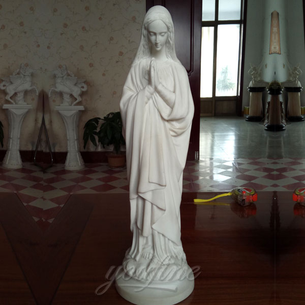 Life size white marble mother mary religious statues for church interior decor