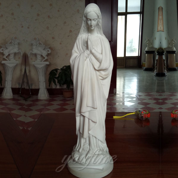 Life size white marble mother mary statues for interior decor