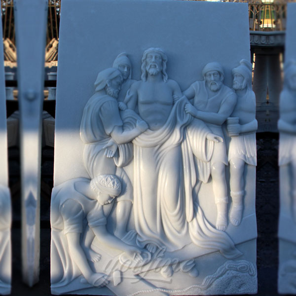 Marble Via Crucis catholic relief sculptures for church decor