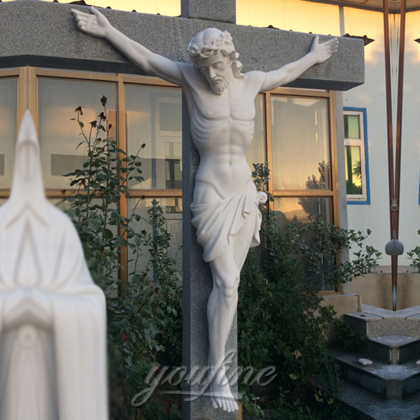 Religious statues of marble carving catholic crucifix cross for sale