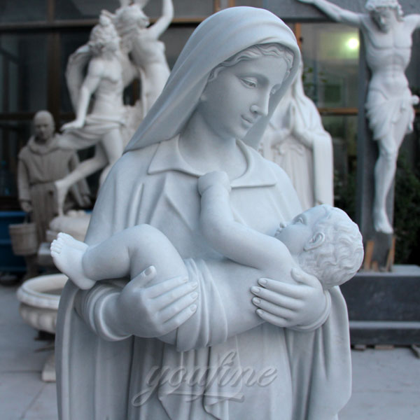 Mother virgin mary with baby jesus statues for church outdoor decor