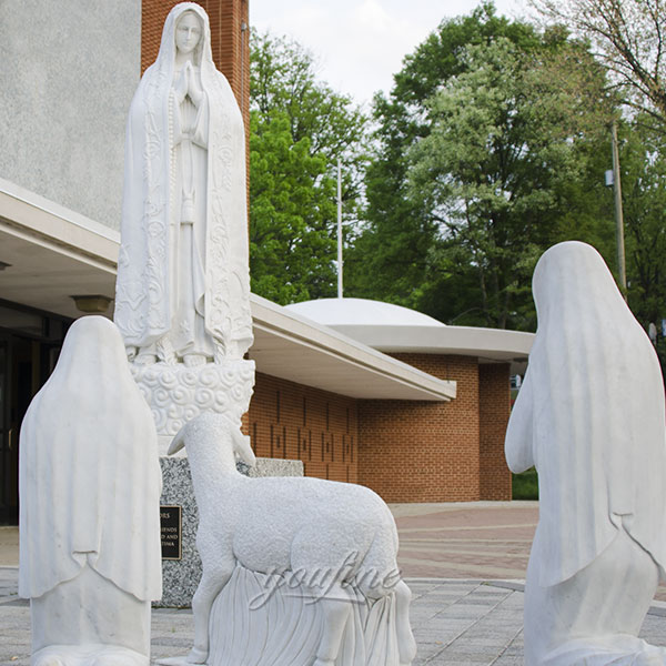 Religious art our lady of fatima statues with shepherds and lamb portugal churches near to me