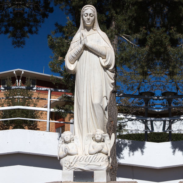 Religious garden statues of our lady with cherub angels suppliers