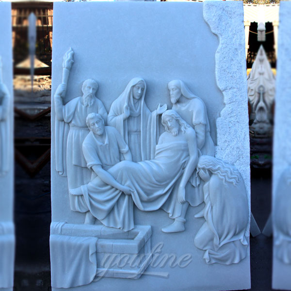 Religious marble relief sculptures of the stations of the cross for church decor