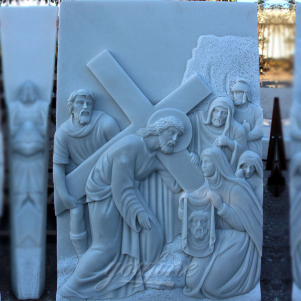 Religious marble relief sculptures of the way of the cross for church decor