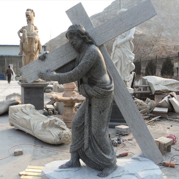 Religious sculptures of jesus with cross for sale