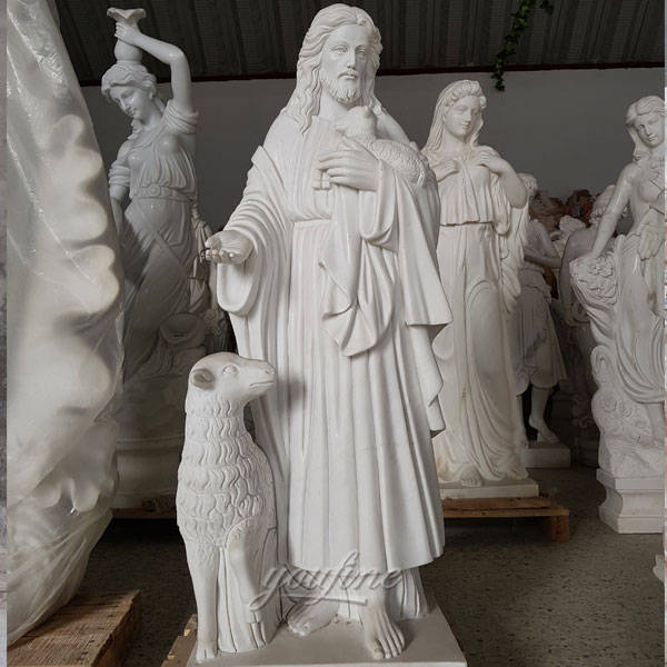 Religious statues of Jeaus with the lamb in stock