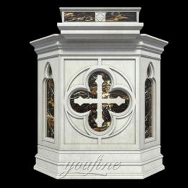 Religious statues of hand carving marble altar with cross decor for sale