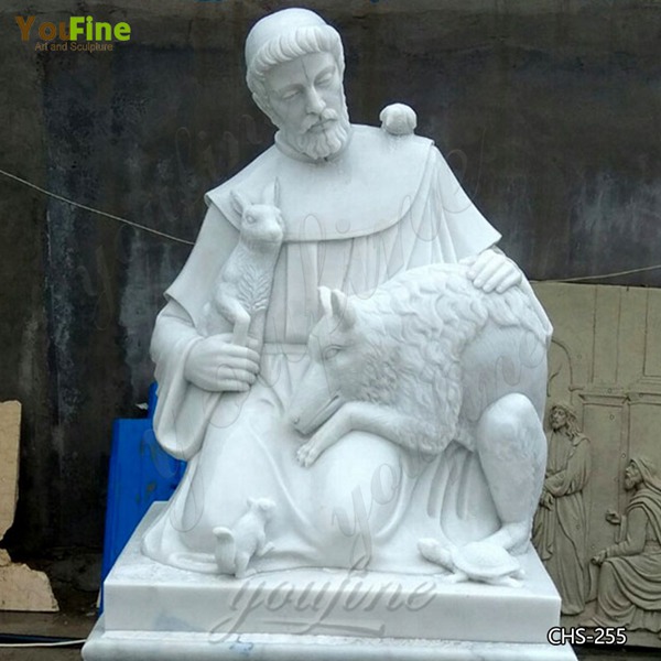 Religious White Marble Sculptures of St. Francis for Sale CHS-255