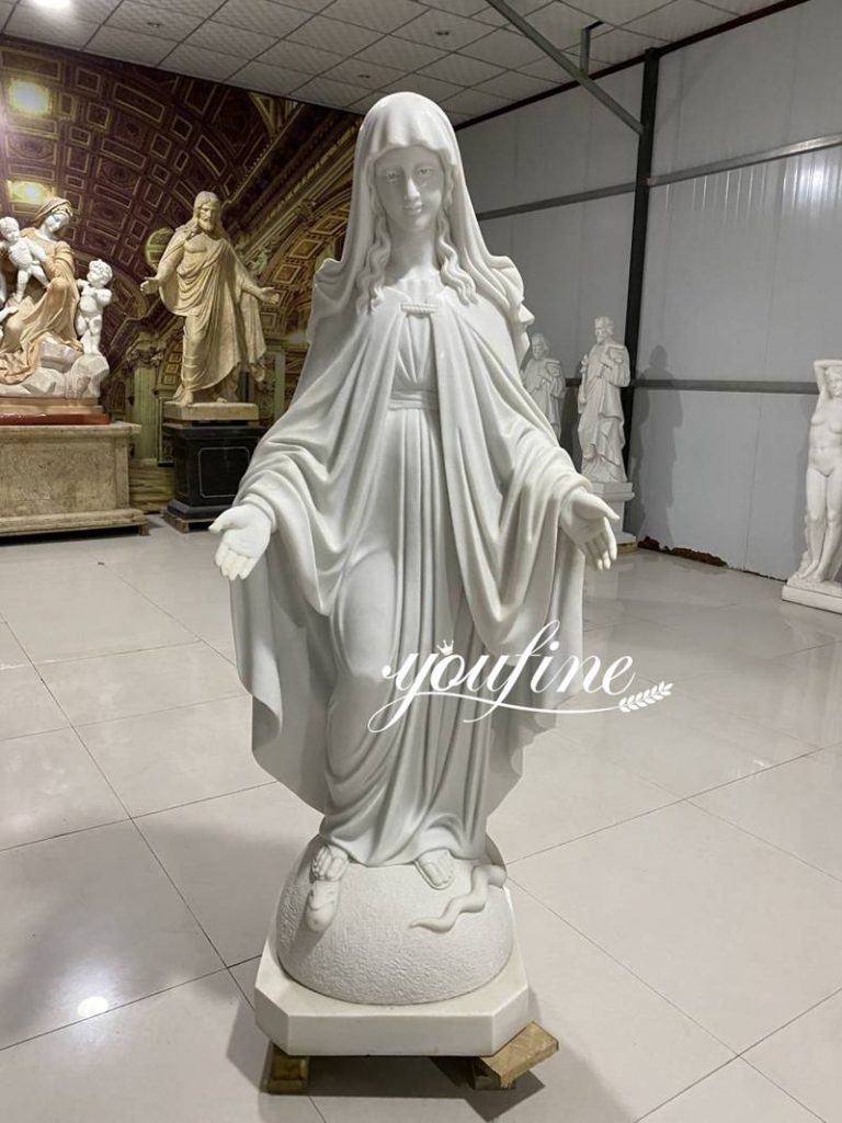 Marble Virgin Mary Statue Details
