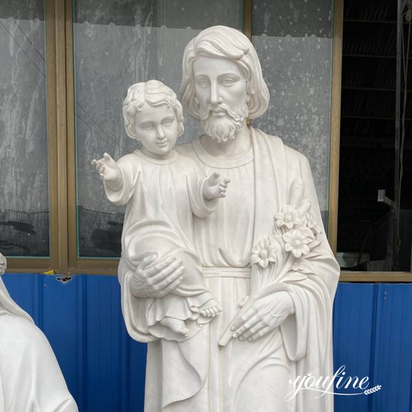 Catholic Church Decor Saint Joseph Holding Baby Jesus Marble Statue for Sale