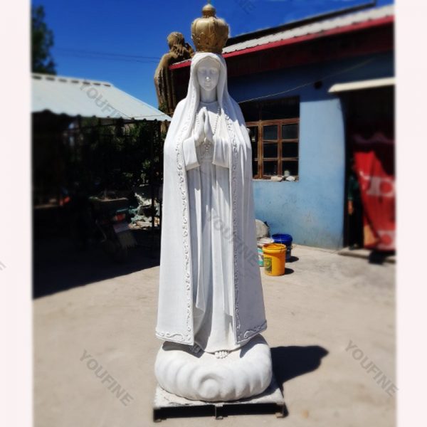 Our Lady of Fatima Statue Marble Sculpture with Crown for Sale