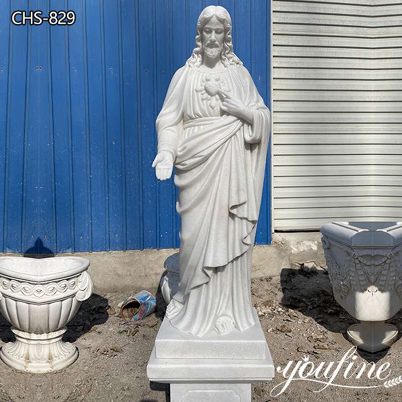 Hand Carved Natural Marble Jesus Statue Outdoor Decor for Sale CHS-829