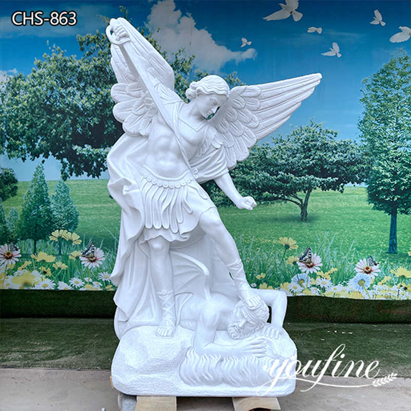 Large White Marble St Michael Statue Outdoor for Sale CHS-863