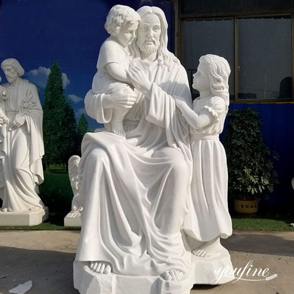 Natural White Marble Jesus With Children Statue Supplier CHS-740