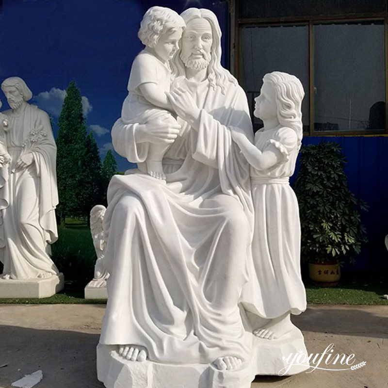 Natural White Marble Jesus With Children Statue Supplier CHS-740