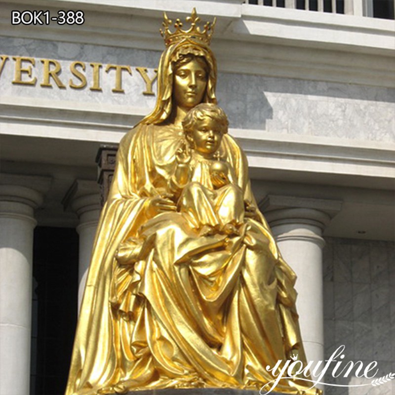 Stunning Mary Holding Jesus Bronze Sculpture