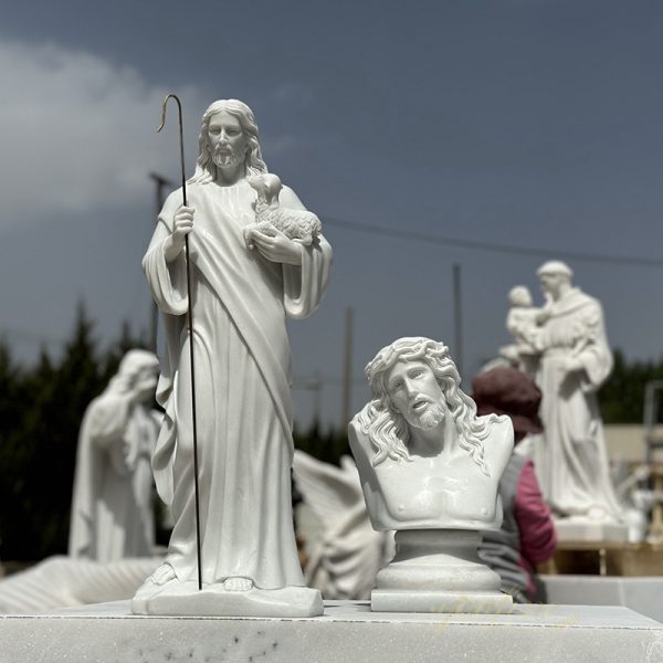 YouFine Marble Jesus Statues Exquisite Artistry Crafted in White Marble